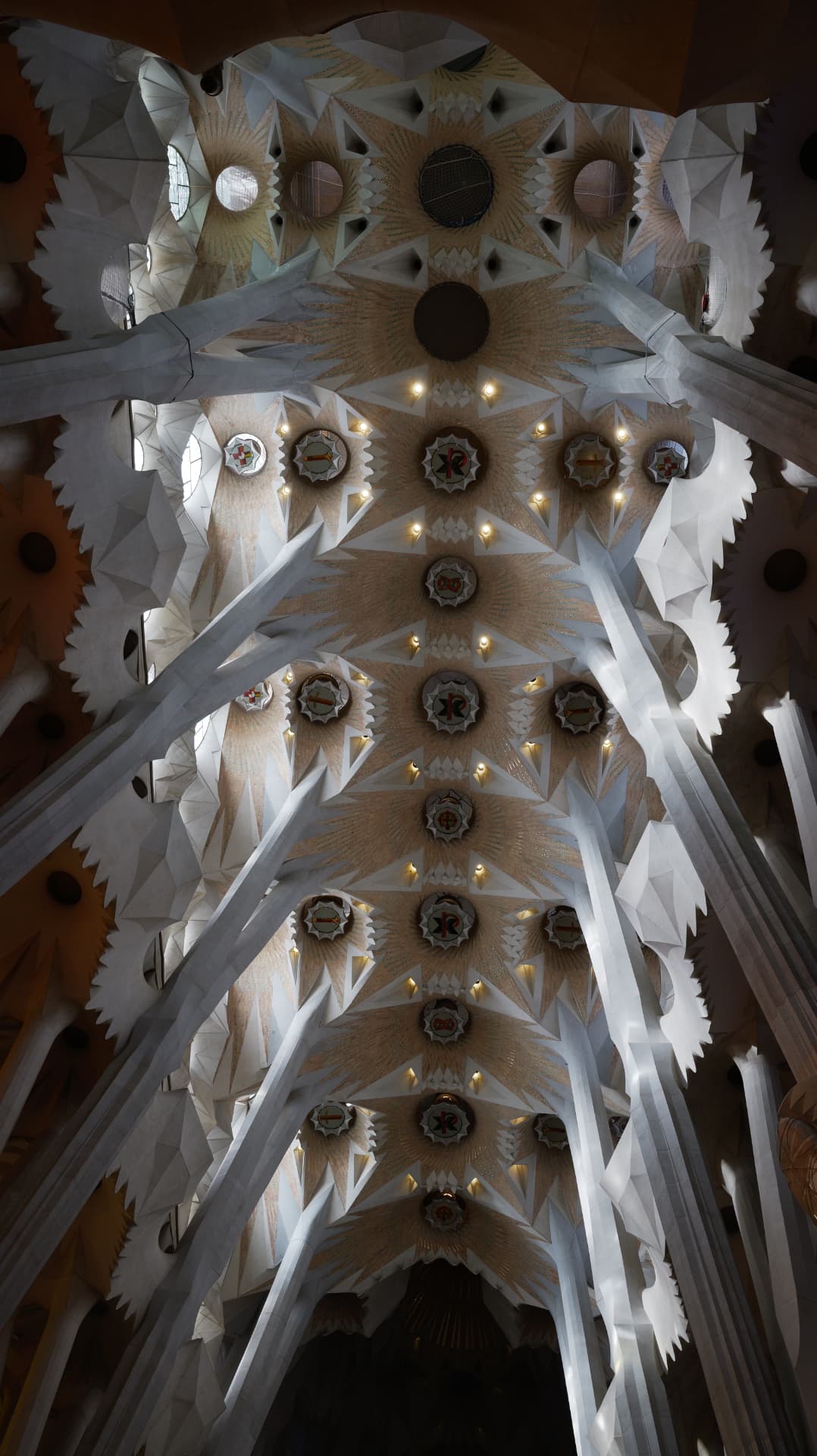 Star-shaped vaults and skylights of the Sagrada Família nave